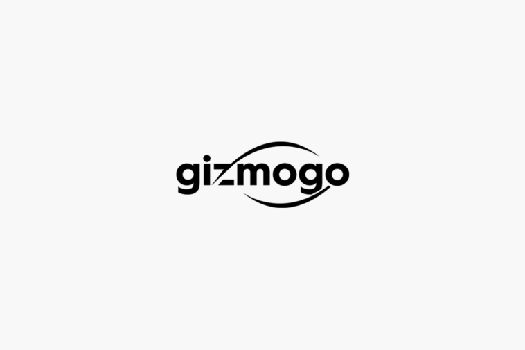 The image shows the Gizmodo logo. The text is in lowercase, with the word "gizmodo" rendered in black. A stylized swoosh encircles the letters "m" and "o." The logo sits against a plain white background.